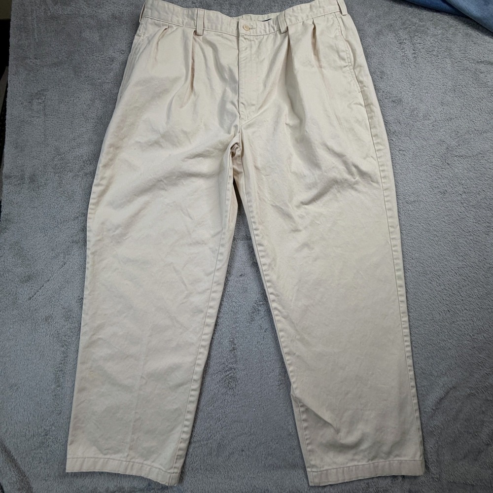 Rare Polo Ralph Lauren Pleated Chino Pants Mens 38x28 Tan Beige Made in USA‎
